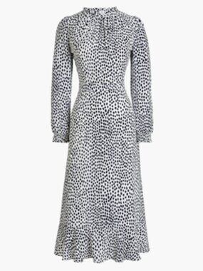 J. Crew Factory Polka Dot Corpcore Wrinkle Resistant Midi Dress NWT 8